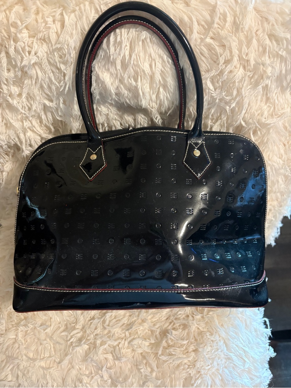 Arcadia Made In Italy Patent Leather Bugatti Satchel in Black